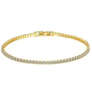 NEW 925 Sterling Silver 18K Gold Plated Zircon Tennis Bracelet